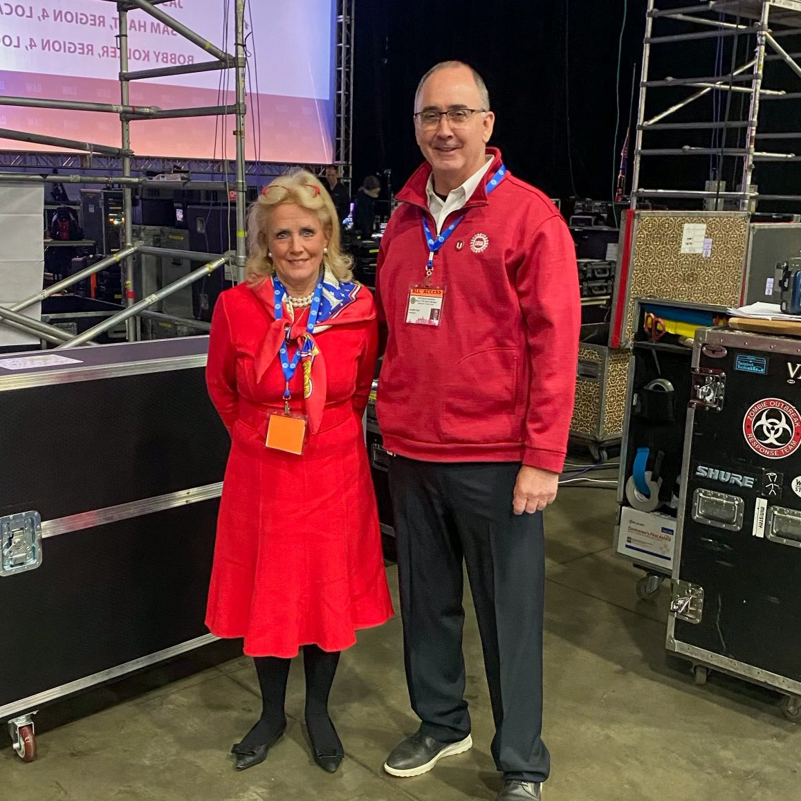 Dingell with UAW President at Convention