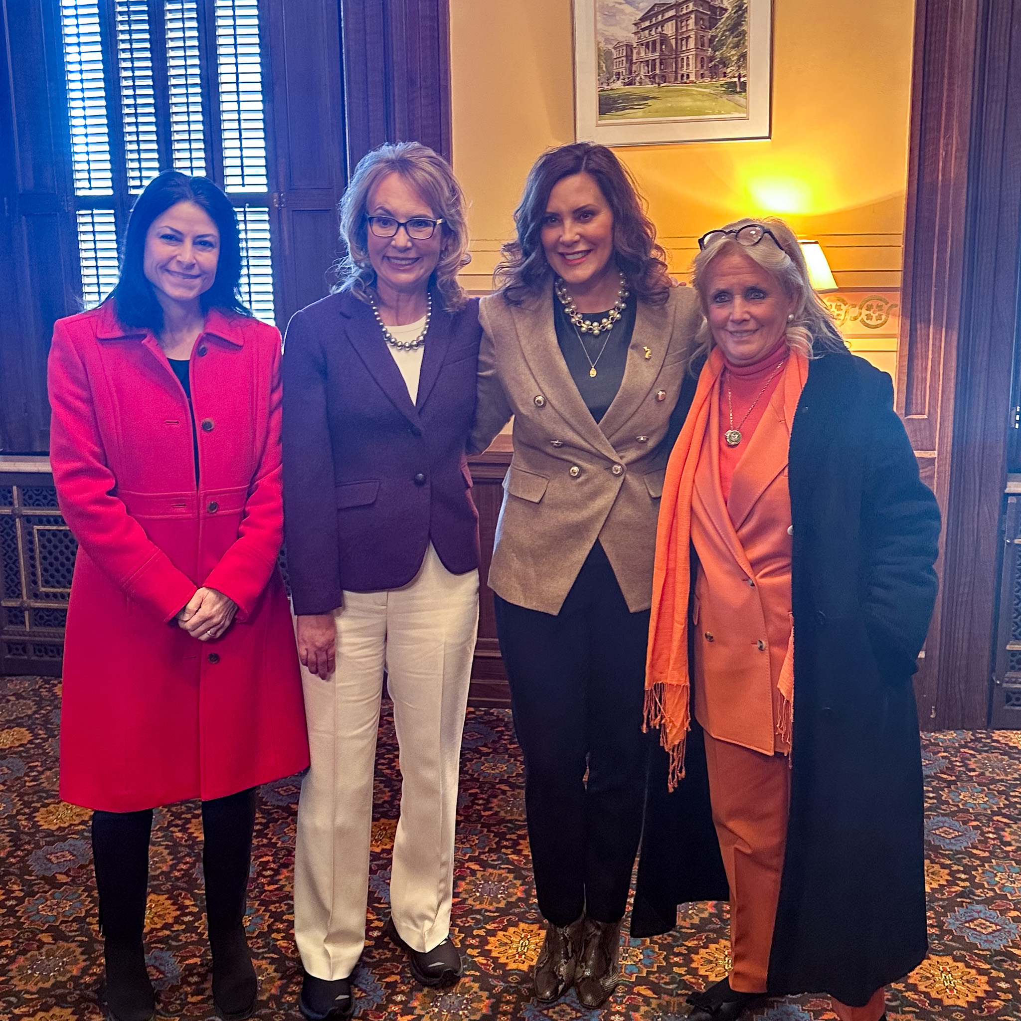 Rep. Dingell stands with Michigan Attorney General Dana Nessel, former Congresswoman Gabby Giffords, and Governor Whitmer.