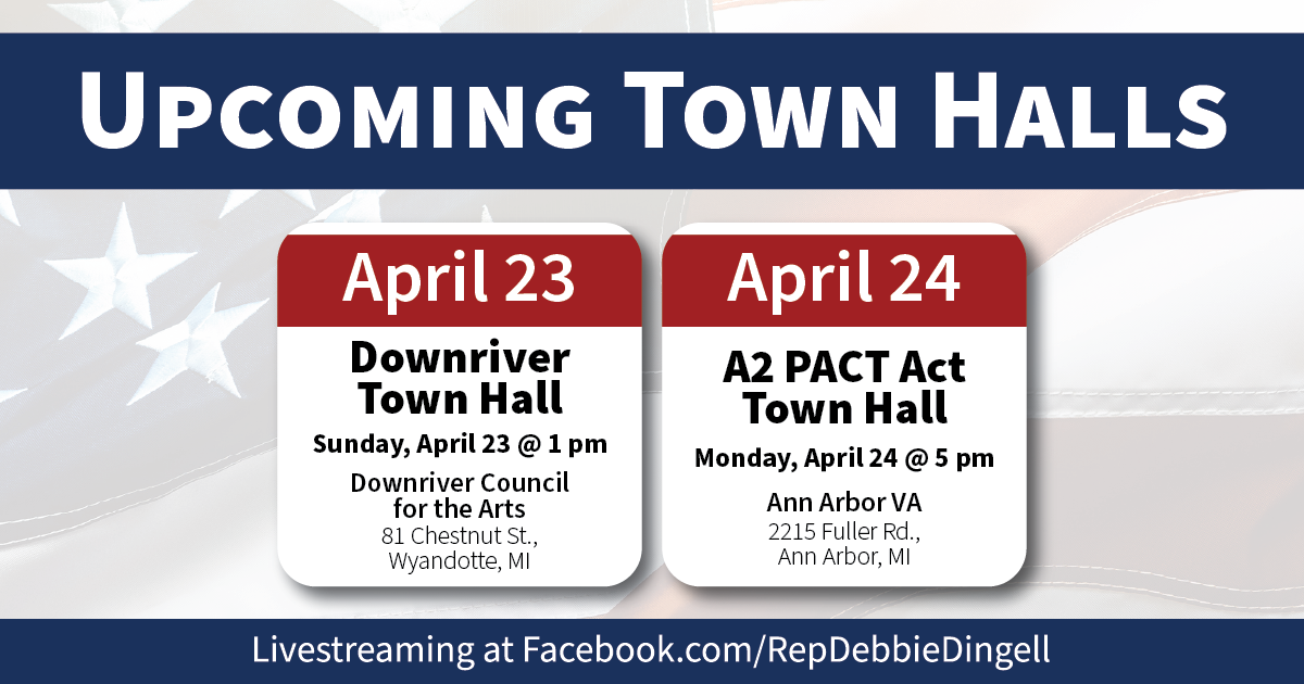 Graphic with information on upcoming town halls.